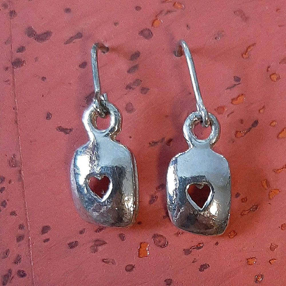 Tiny Silver Pierced Heart Earrings